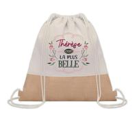Planetee Sac à dos toile et jute Thérèse la plus belle | Sac de Sport et Gym, Sac Doudou Enfant Cadeau Fête des Mères Anniversaire Soeur Noël Tata Marraine