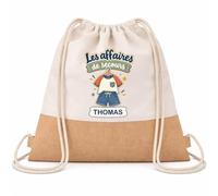 Planetee Sac à Dos Toile et Jute Thomas : Les affaires de secours - garçon | Sac Crèche École Maternelle Petite Section | Coton et Fond Jute 7 L | Cadeau Rentrée