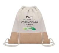 Planetee Sac à dos toile et jute Un Gardien d'Immeuble Inoubliable | Sac de Sport et Gym avec cordelettes | Idée Cadeau Collègue Noël Anniversaire | Sac Doudou