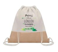 Planetee Sac à dos toile et jute Un Loulou Inoubliable | Sac de Sport et Gym avec cordelettes | Idée Cadeau Collègue Noël Anniversaire | Sac Doudou