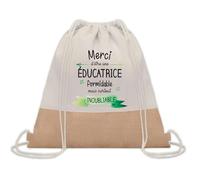 Planetee Sac à dos toile et jute Une Éducatrice Inoubliable | Sac de Sport et Gym avec cordelettes | Idée Cadeau Collègue Noël Anniversaire | Sac Doudou