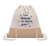 Planetee Sac à dos toile et jute Yolande elle assure grave ! | Sac de Sport et Gym, Sac Doudou Enfant Cadeau Fête des Mères Anniversaire Soeur Noël Tata Marraine
