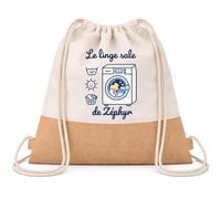 Planetee Sac à Dos Toile et Jute Zéphyr : Le linge sale | Sac Crèche École Maternelle Petite Section | Coton et Fond Jute 7 L | Cadeau Rentrée Garçon