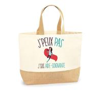 Planetee Sac aide-soignante J'peux pas | Cabas de Plage Courses Coton et Toile de Jute Idée Cadeau