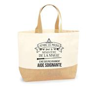 Planetee Sac aide soignante Ministère de la Magie | Cabas de Plage Courses Coton et Toile de Jute Idée Cadeau Femme
