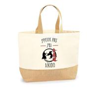 Planetee Sac aikido J'peux pas | Cabas de Plage Courses Coton et Toile de Jute Idée Cadeau