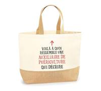Planetee Sac Auxiliaire de puériculture Qui Déchire Femme | Cabas de Plage Courses Coton et Toile de Jute Idée Cadeau