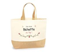 Planetee Sac Bichette au top | Cabas de Plage Courses Coton et Toile de Jute Idée Cadeau Femme