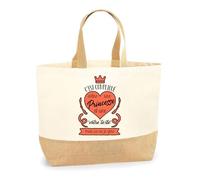 Planetee Sac Cabas de Plage Personnalisable | Toile de Jute Coton Courses Idée Cadeau Collègue Amie Maman Papa (Compliqué Princesse)