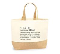 Planetee Sac Cabas de Plage Personnalisable | Toile de Jute Coton Courses Idée Cadeau Collègue Amie Maman Papa (Definition - homme)