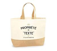 Planetee Sac Cabas de Plage Personnalisable | Toile de Jute Coton Courses Idée Cadeau Collègue Amie Maman Papa (Propriété - femme)