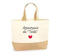 Planetee Sac Cabas de Plage Personnalisable | Toile de Jute Coton Courses Idée Cadeau Couple Amour Copine Copain Saint Valentin (Amoureux de)