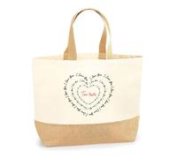 Planetee Sac Cabas de Plage Personnalisable | Toile de Jute Coton Courses Idée Cadeau Couple Amour Copine Copain Saint Valentin (I love You)