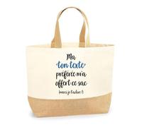 Planetee Sac Cabas de Plage Personnalisable | Toile de Jute Coton Courses Idée Cadeau Famille Copine Amie Collègue Travail (Ma préférée m'a offert se sac)