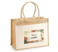 Planetee Sac cabas femme jute grand format Notaire Adorée design graphique sac prénom cadeau anniversaire Noël tote bag
