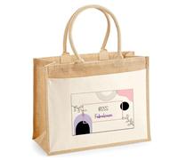 Planetee Sac cabas jute Boss Fabuleuse Design Moderne Bohème Pastel Tote Bag Femme Grand Format Idée Cadeau Maman Mamie Copine Anniversaire Fête des Mères Secret Santa