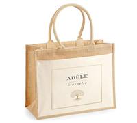 Planetee Sac cabas jute femme Adele éternelle Sac de Courses Grand Format Cadeau Maman Mamie Fête des Mères Anniversaire Noël