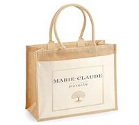 Planetee Sac cabas jute femme Marie-Claude éternelle Sac de Courses Grand Format Cadeau Maman Mamie Fête des Mères Anniversaire Noël