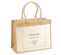 Planetee Sac cabas jute femme Sylvie éternelle Sac de Courses Grand Format Cadeau Maman Mamie Fête des Mères Anniversaire Noël
