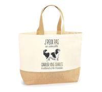 Planetee Sac cavalier king charles j'peux pas | Cabas de Plage Courses Coton et Toile de Jute Idée Cadeau