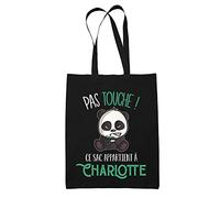 Planetee Sac Charlotte Pas Touche Panda | Tote Bag cabas réutilisable Cadeau Anniversaire Humour