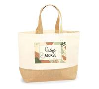 Planetee Sac Cheffe adorée portrait | Cabas de Plage Courses Coton et Toile de Jute Idée Cadeau