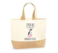 Planetee Sac Chihuahua j'Peux Pas | Cabas de Plage Courses Coton et Toile de Jute Idée Cadeau