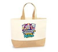 Planetee Sac Community Manager C'est juste la Meilleure Métier | Cabas en Coton avec Fond Jute 18 L 48 × 37 × 13 cm | Marché Shopping Plage Courses | Cadeau Femme Anniversaire Noël