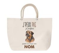 Planetee Sac de Plage Border Terrier | Grand Cabas Coton à Anses en Corde 23 L | Idée Cadeau Propriétaire Chien Homme Femme Anniversaire Noël | Imprimé en Bretagne