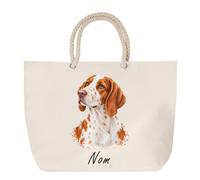 Planetee Sac de Plage Braque Saint-Germain | Grand Cabas Coton à Anses en Corde 23 L | Idée Cadeau Propriétaire Chien Homme Femme Anniversaire Noël | Imprimé en Bretagne