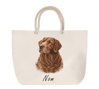 Planetee Sac de Plage Chesapeake Bay Retriever | Grand Cabas Coton à Anses en Corde 23 L | Idée Cadeau Propriétaire Chien Homme Femme Anniversaire Noël | Imprimé en Bretagne