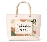 Planetee Sac de plage femme grand format anse corde Ergothérapeute Adorée design graphique cadeau femme anniversaire Noël grand sac été