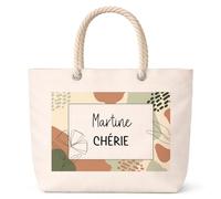 Planetee Sac de plage femme grand format anse corde Martine Chérie design graphique cadeau femme anniversaire Noël grand sac été