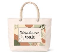 Planetee Sac de plage femme grand format anse corde Mathématicienne Adorée design graphique cadeau femme anniversaire Noël grand sac été