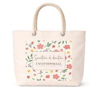 Planetee Sac de plage femme grand format anse corde Secrétaire de direction exceptionnelle motif fleurs cadeau femme anniversaire Noël grand sac été