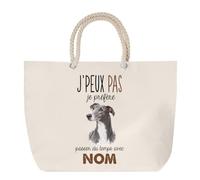 Planetee Sac de Plage Greyhound (Lévrier Anglais) | Grand Cabas Coton à Anses en Corde 23 L | Idée Cadeau Propriétaire Chien Homme Femme Anniversaire Noël | Imprimé en Bretagne