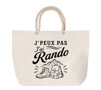Planetee Sac de Plage J’peux pas j’ai Rando | Grand Cabas Coton à Anses en Corde 23 L | Idée Cadeau Randonneur Randonneuse Homme Femme Anniversaire Noël | Imprimé en Bretagne