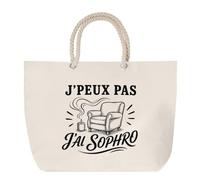 Planetee Sac de Plage J’peux pas j’ai Sophro | Grand Cabas Coton à Anses en Corde 23 L | Idée Cadeau Homme Femme Anniversaire Noël | Imprimé en Bretagne