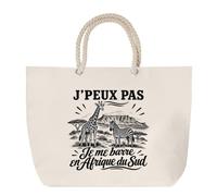 Planetee Sac de Plage J’peux pas je me barre en Afrique du Sud | Grand Cabas Coton à Anses en Corde 23 L | Idée Cadeau Voyageur Homme Papa Anniversaire Noël | Imprimé en Bretagne