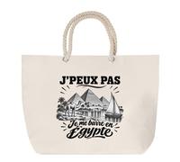 Planetee Sac de Plage J’peux pas je me barre en Égypte | Grand Cabas Coton à Anses en Corde 23 L | Idée Cadeau Voyageur Homme Papa Anniversaire Noël | Imprimé en Bretagne