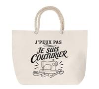 Planetee Sac de Plage J’peux pas je suis Couturier | Grand Cabas Coton à Anses en Corde 23 L | Idée Cadeau Homme Femme Anniversaire Noël | Imprimé en Bretagne