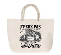 Planetee Sac de Plage J’peux pas je suis du Jura | Grand Cabas Coton à Anses en Corde 23 L | Idée Cadeau Homme Papa Anniversaire Noël | Imprimé en Bretagne