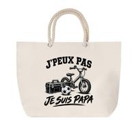 Planetee Sac de Plage J’peux pas je suis Papa | Grand Cabas Coton à Anses en Corde 23 L | Idée Cadeau Homme Femme Anniversaire Noël | Imprimé en Bretagne