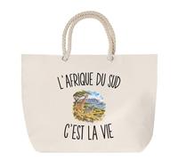 Planetee Sac de Plage L’Afrique du Sud c’est la vie | Grand Cabas Coton à Anses en Corde 23 L | Idée Cadeau Voyageur Voyageuse Homme Femme Anniversaire Noël | Imprimé en Bretagne