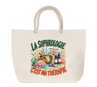 Planetee Sac de Plage La sophrologie c'est ma thérapie | Grand Cabas Coton à Anses en Corde 23 L | Idée Cadeau Homme Femme Anniversaire Noël | Imprimé en Bretagne