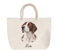 Planetee Sac de Plage Pointer Anglais | Grand Cabas Coton à Anses en Corde 23 L | Idée Cadeau Propriétaire Chien Homme Femme Anniversaire Noël | Imprimé en Bretagne