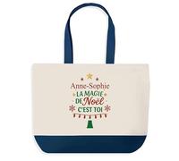 Planetee Sac de shopping Anne-Sophie Magie de noël Sapin - Cabas Voyage - Secret santa Cadeau Noël Humour Insolite Collègue