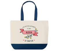 Planetee Sac de Shopping Bleu Alexia Les Affaires d'Enfer | Idée Cadeau Collègue Noël Anniversaire | Grand Sac de Course Provision