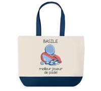 Planetee Sac de shopping bleu Basile Meilleur joueur de padel - Idée Cadeau Noël pour Homme Cabas pour Sportif