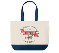 Planetee Sac de Shopping Bleu Delphine Les Affaires d'Enfer | Idée Cadeau Collègue Noël Anniversaire | Grand Sac de Course Provision